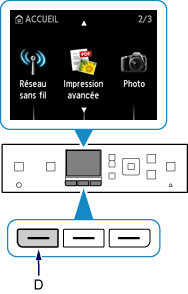 Ecran ACCUEIL : Sélection Config. réseau sans fil